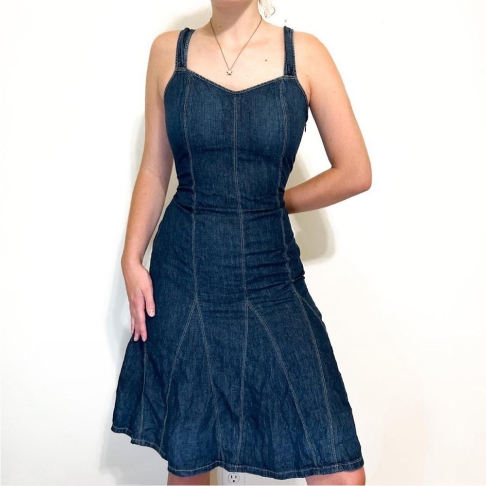 Vintage 90’s Lauren Jeans Ralph Lauren Denim Sleeveless Tank Midi Dress Sz 2